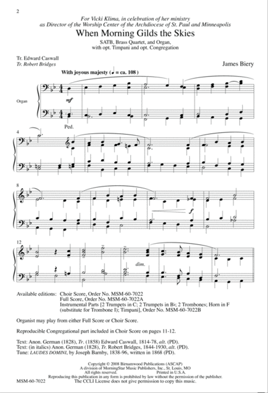 When Morning Gilds the Skies 4-Part scores gallery preview page 2