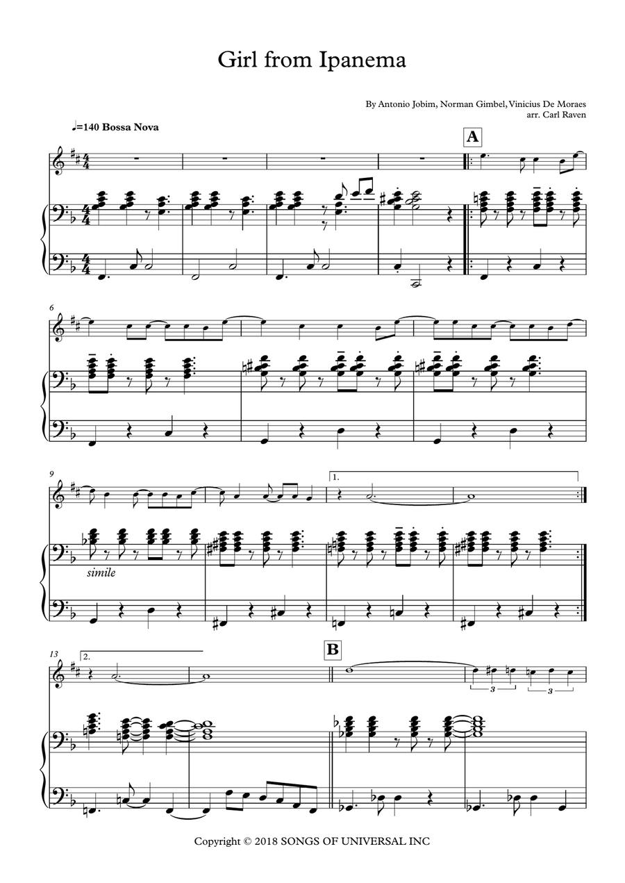 The Girl From Ipanema (garôta De Ipanema) The Girl From Ipanema (garôta De Ipanema) Alto Saxophone scores gallery preview page 1