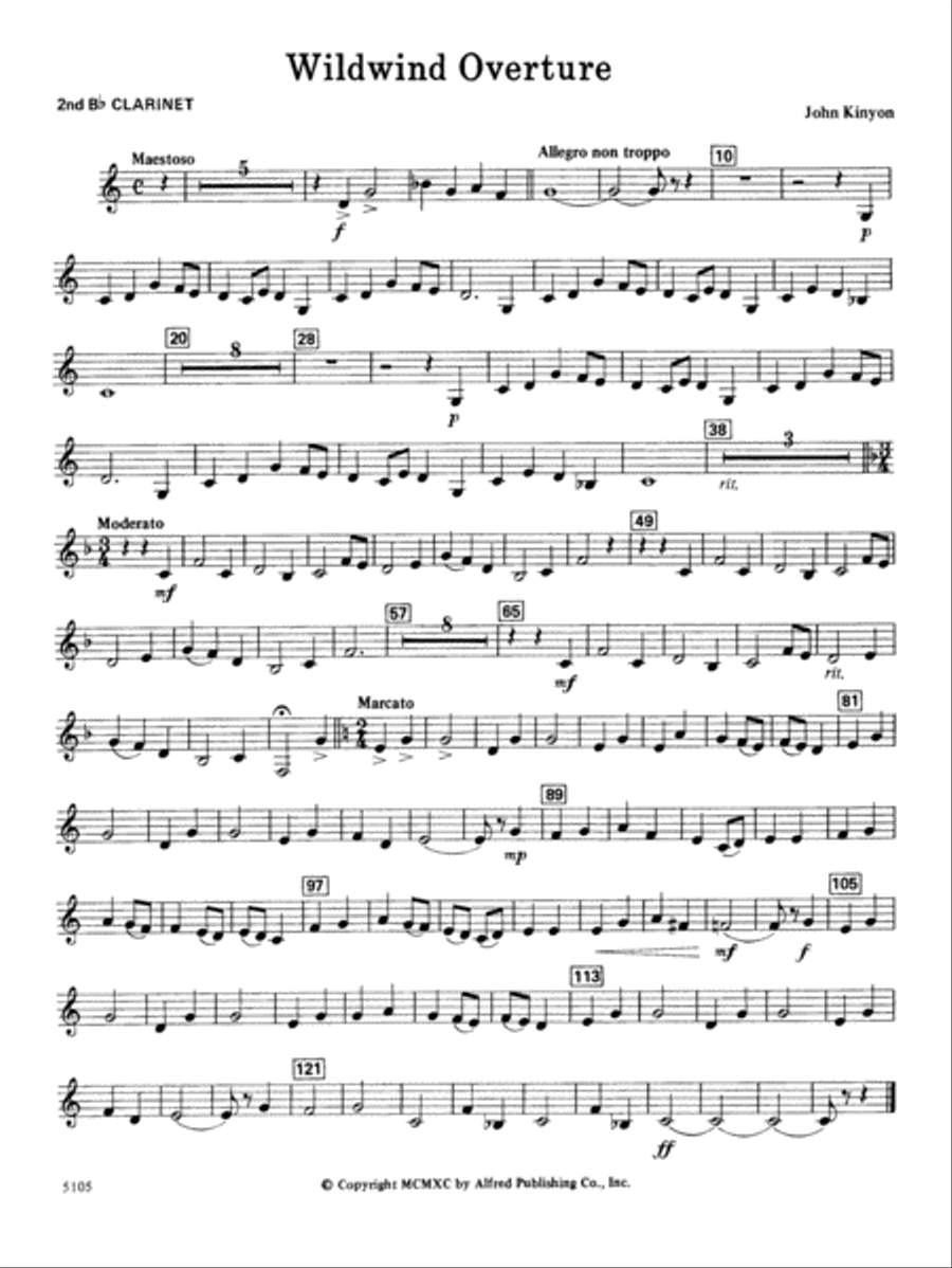 Wildwind Overture: 2nd B-flat Clarinet Concert Band scores gallery preview page 1