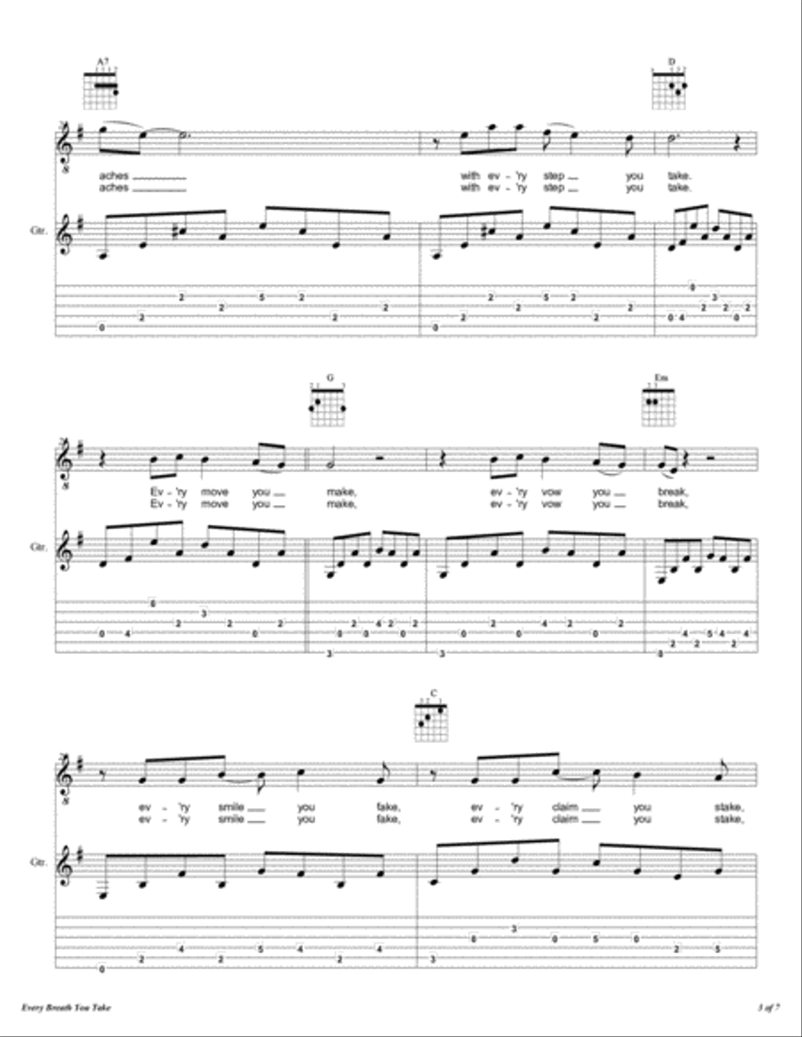 Every Breath You Take Every Breath You Take Guitar scores gallery preview page 4