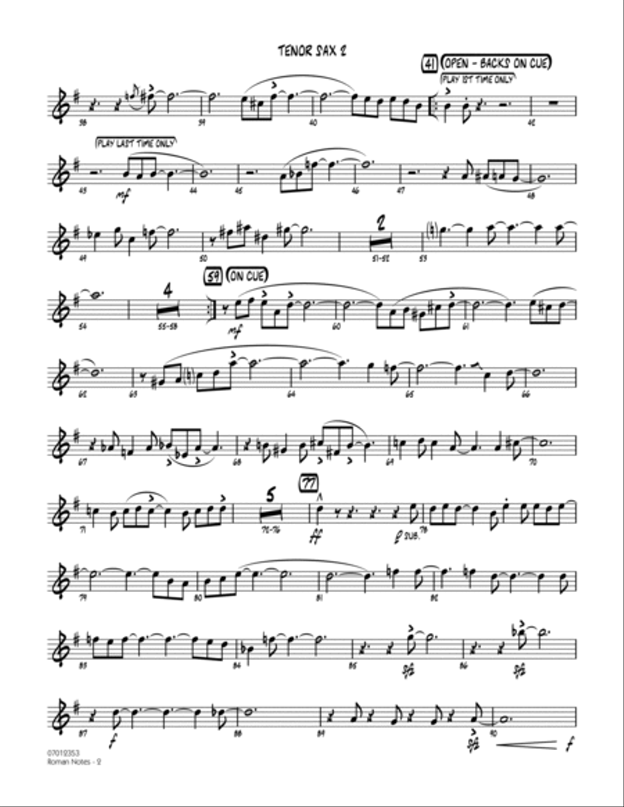 Roman Notes - Tenor Sax 2 Tenor Saxophone scores gallery preview page 2