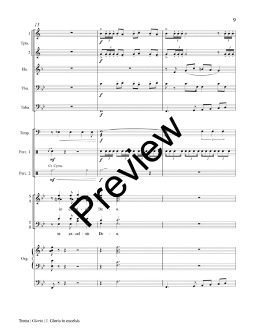 Gloria (Full Score for Organ, Brass, Percussion) Choir scores gallery preview page 12
