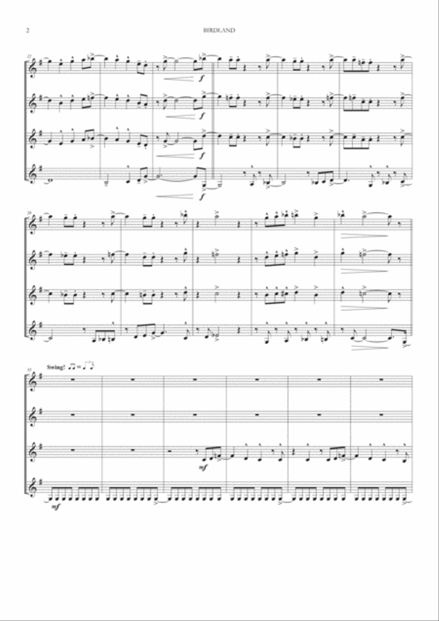 Birdland Woodwind Quartet scores gallery preview page 2