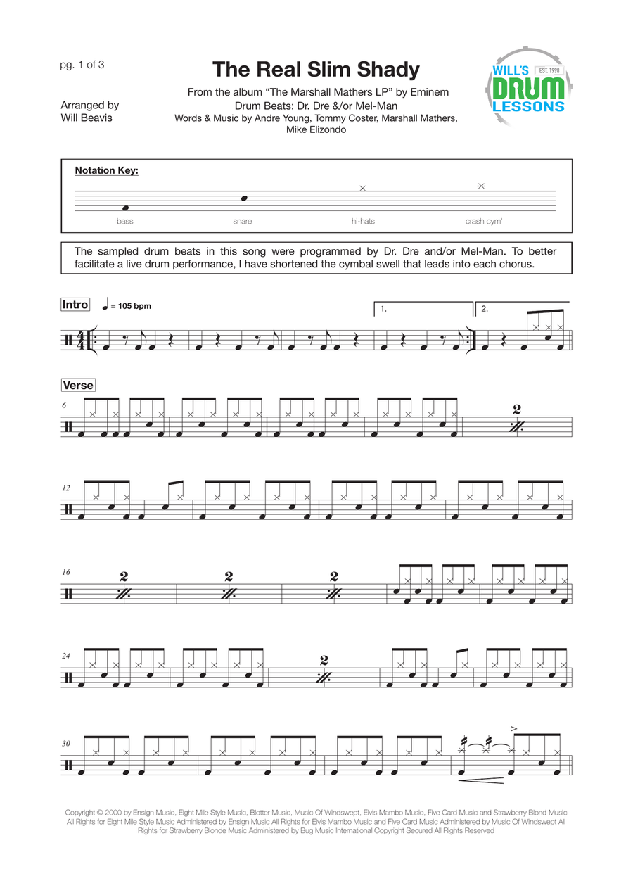 The Real Slim Shady Drum Set scores gallery preview page 1