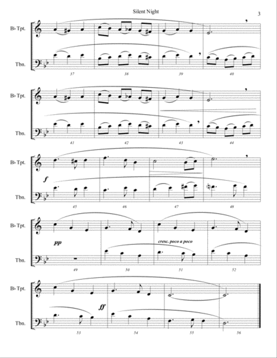 6 Traditional Christmas Carols for Mixed Brass Duet (Trumpet and Trombone) - Advanced Intermediate L Brass Duet scores gallery preview page 3