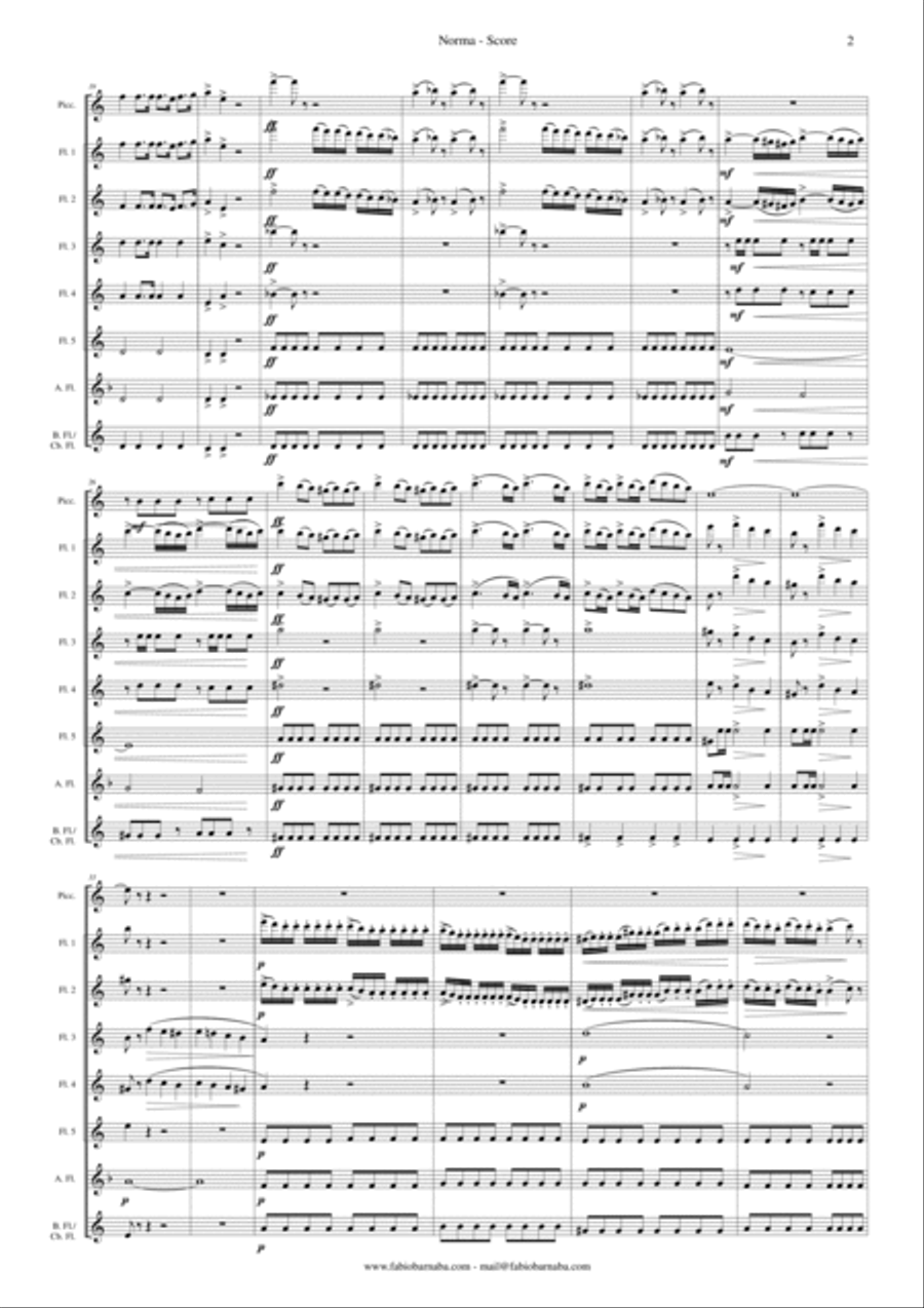 Norma by Vincenzo Bellini - Overture for Flute Choir Flute Choir scores gallery preview page 3