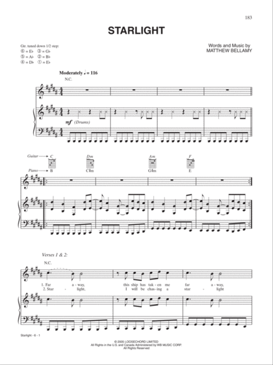 Starlight Guitar Tablature scores gallery preview page 1