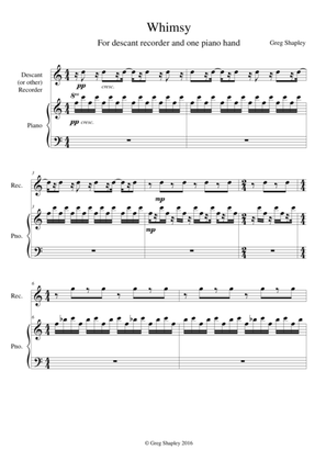 Whimsy - for descant recorder and one piano hand