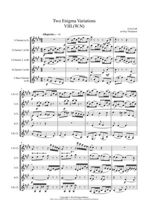 Elgar: Variations VIII (W.N.) and IX (Nimrod) from Enigma Variations Op.36 - clarinet quintet