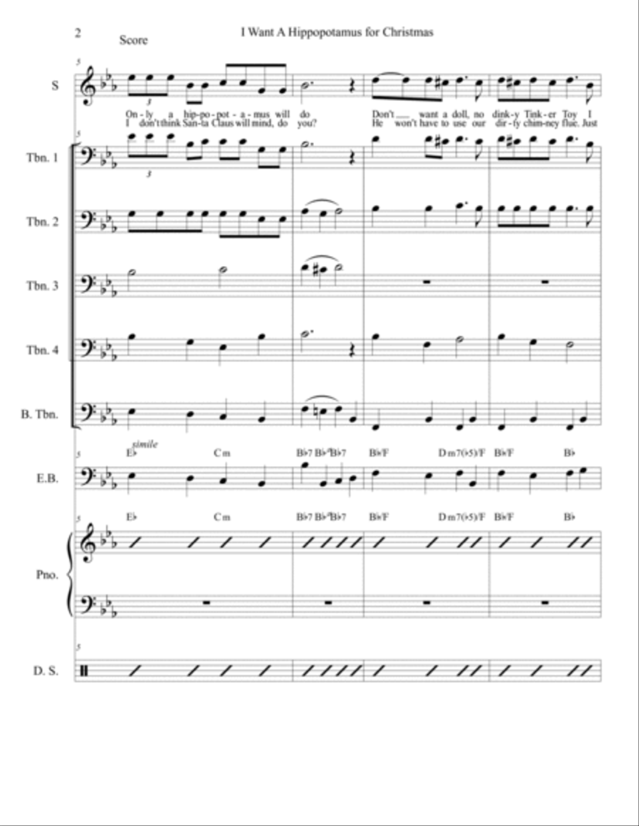 I Want A Hippopotamus For Christmas (Hippo The Hero) Small Ensemble scores gallery preview page 4