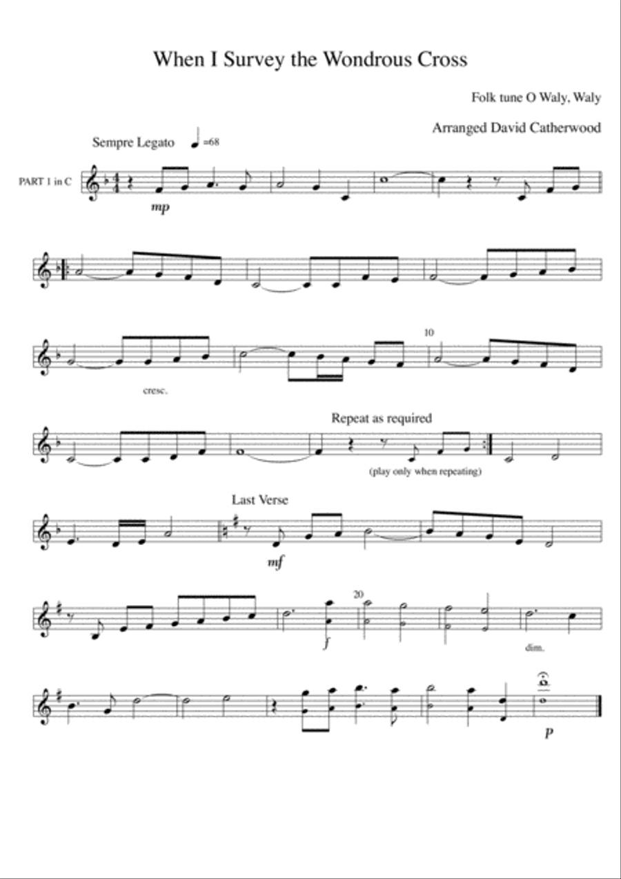 When I Survey the Wondrous Cross (Folk Tune - O Waly, Waly) arr. David Catherwood for Flex. ensemble image number null