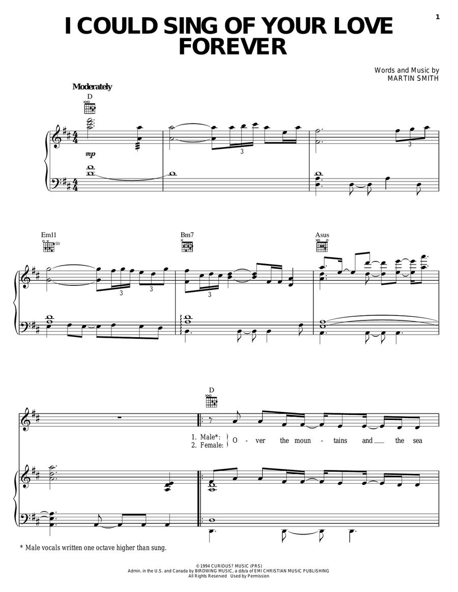 I Could Sing Of Your Love Forever Piano, Vocal, Guitar scores gallery preview page 1