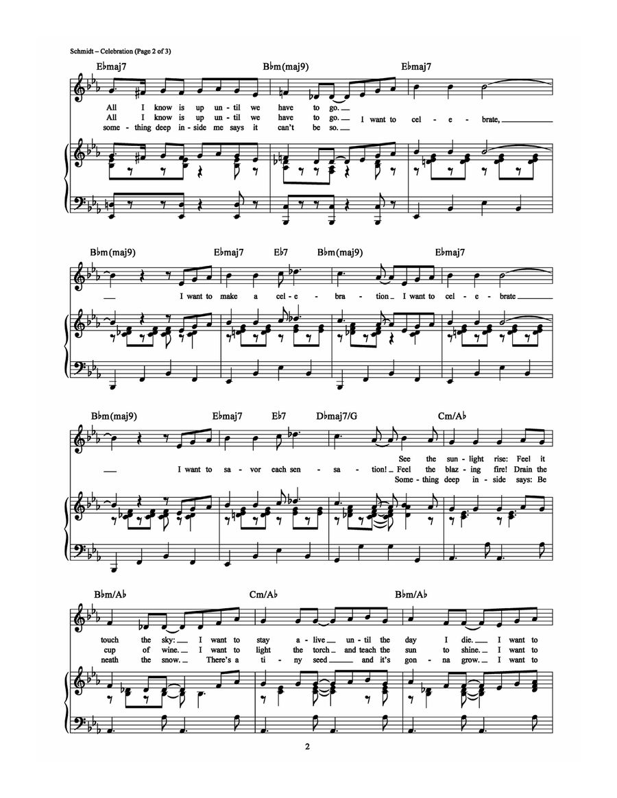 Celebration by Harvey Schmidt Piano, Vocal, Guitar - Digital Sheet Music page 2