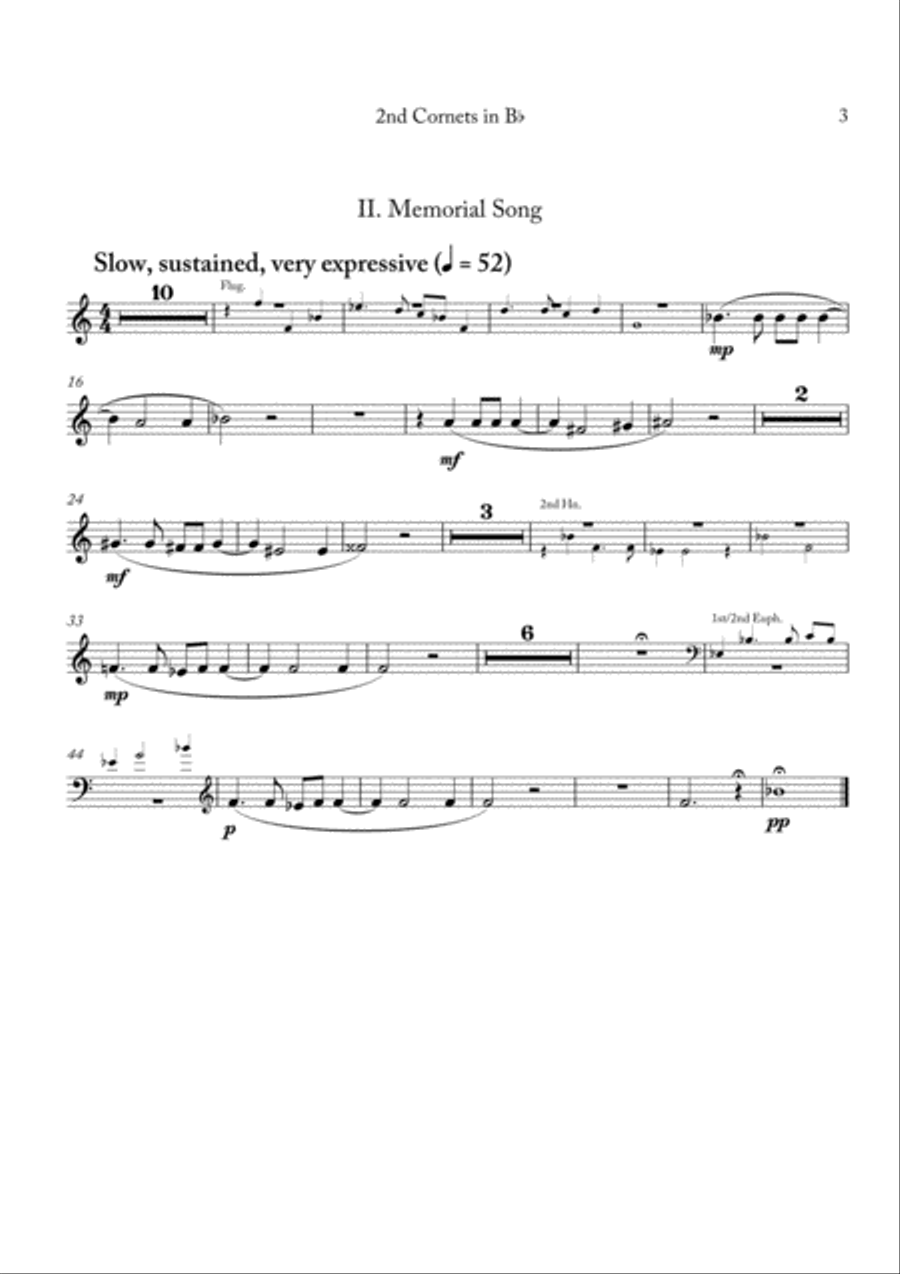 Carson Cooman: Pittsburgh Rhapsody (2008) for brass band, 2nd cornet part Brass Band scores gallery preview page 3