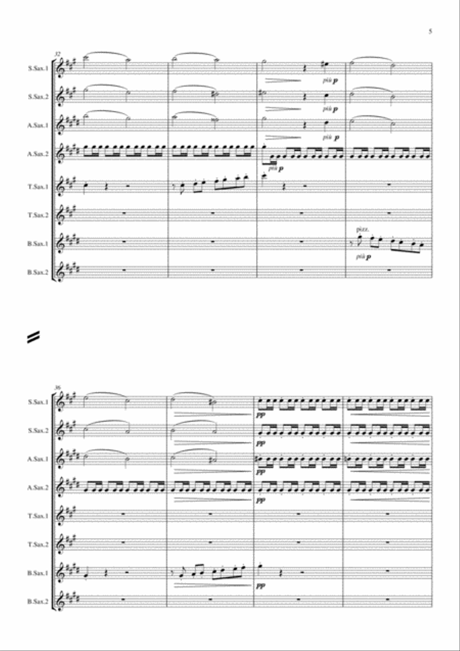Holberg Suite arranged for Saxophone Ensemble (Octet) Score and Parts Woodwind Ensemble scores gallery preview page 6
