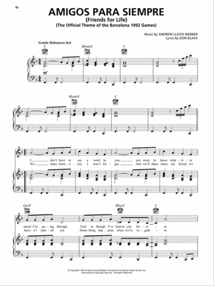 The Andrew Lloyd Webber Sheet Music Collection Piano, Vocal, Guitar scores gallery preview page 5