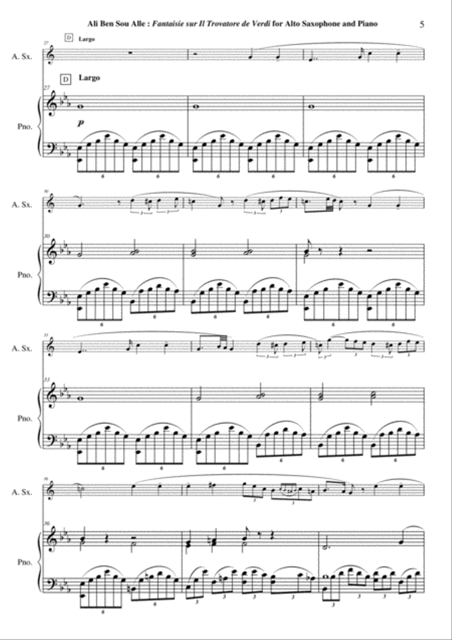 Ali Ben Sou Alle: Fantaisie sur Il Trovatore de Verdi for alto saxophone and piano Alto Saxophone scores gallery preview page 5