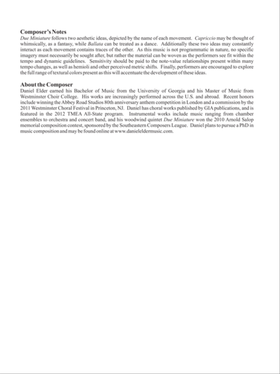 Due Miniature Woodwind Quintet scores gallery preview page 7