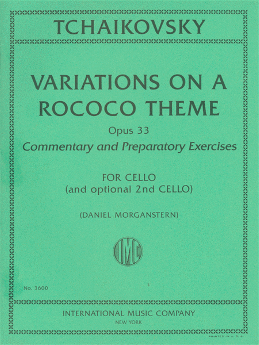 Variations On A Rococo Theme, Opus 33, Commentary And Preparatory Exercises Cello scores gallery preview page 1