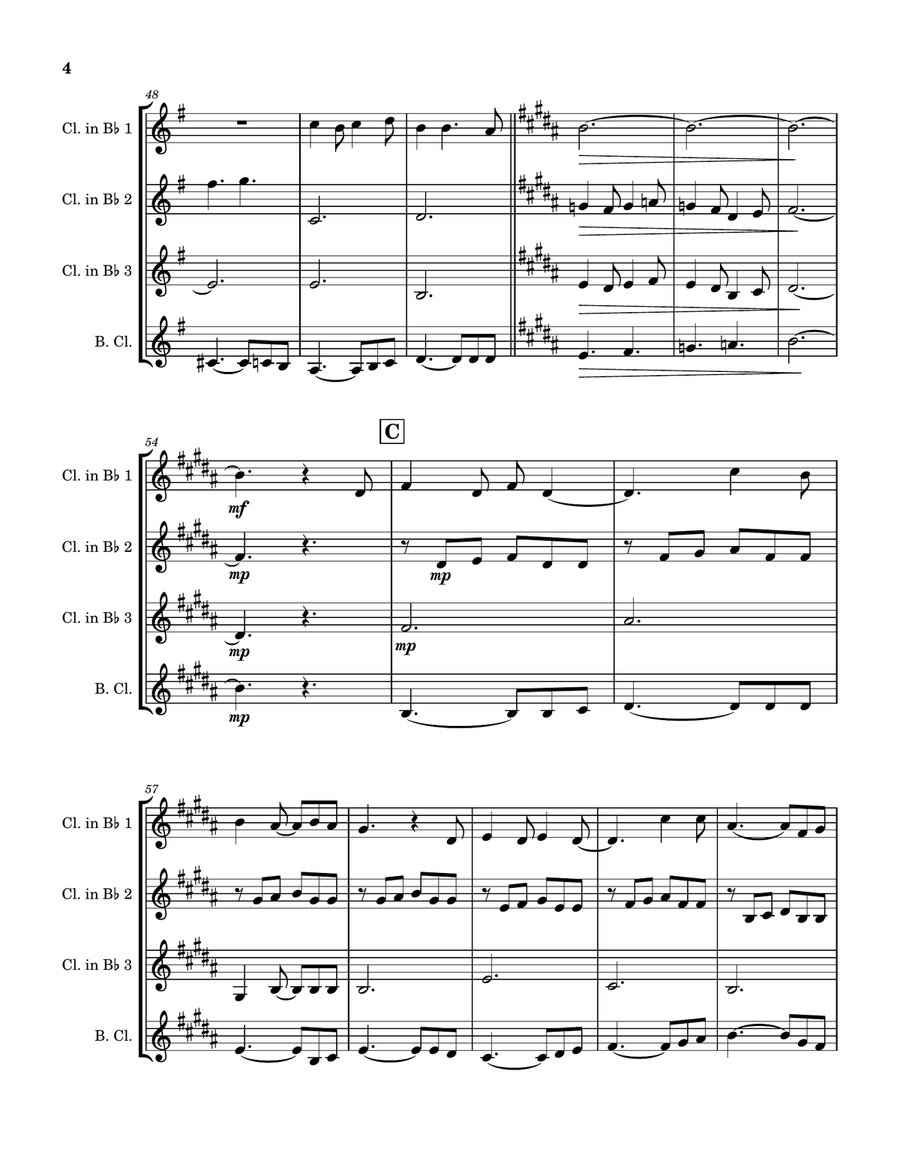 Olivia Newton-John: Hopelessly Devoted To You (The Clarinet Quartet scores gallery preview page 4