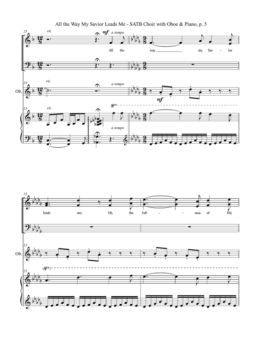 ALL THE WAY MY SAVIOR LEADS ME (SATB Choir with Oboe & Piano - Octavo plus Oboe & Choir Part include 4-Part scores gallery preview page 6