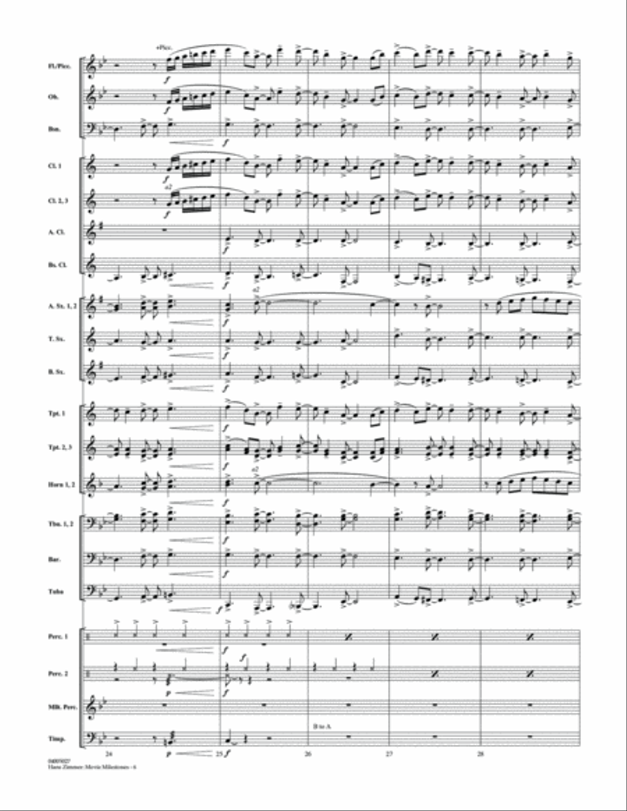 Hans Zimmer: Movie Milestones - Conductor Score (Full Score) Concert Band scores gallery preview page 6