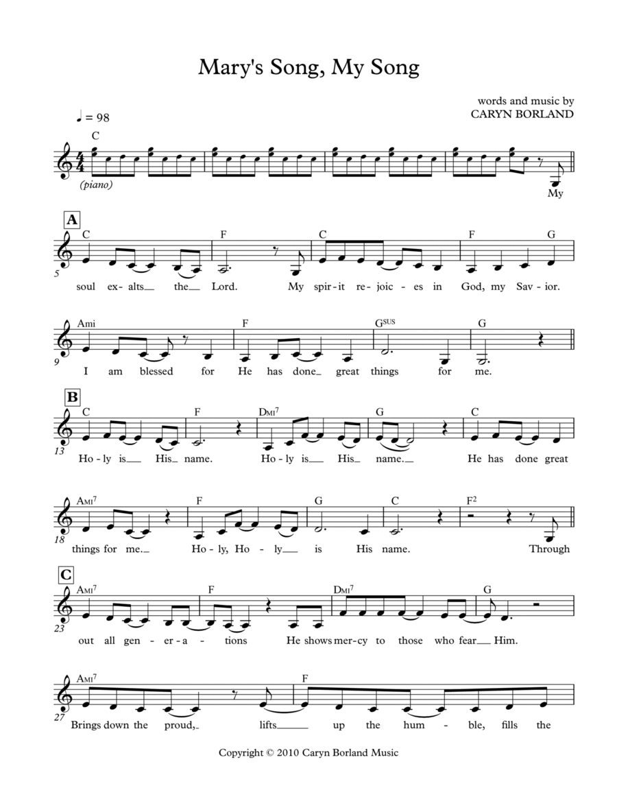 Mary's Song, My Song Mary's Song, My Song Piano Solo scores gallery preview page 1