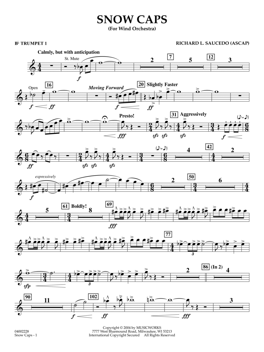 Snow Caps - Bb Trumpet 1 Snow Caps - Bb Trumpet 1 Part scores gallery preview page 1
