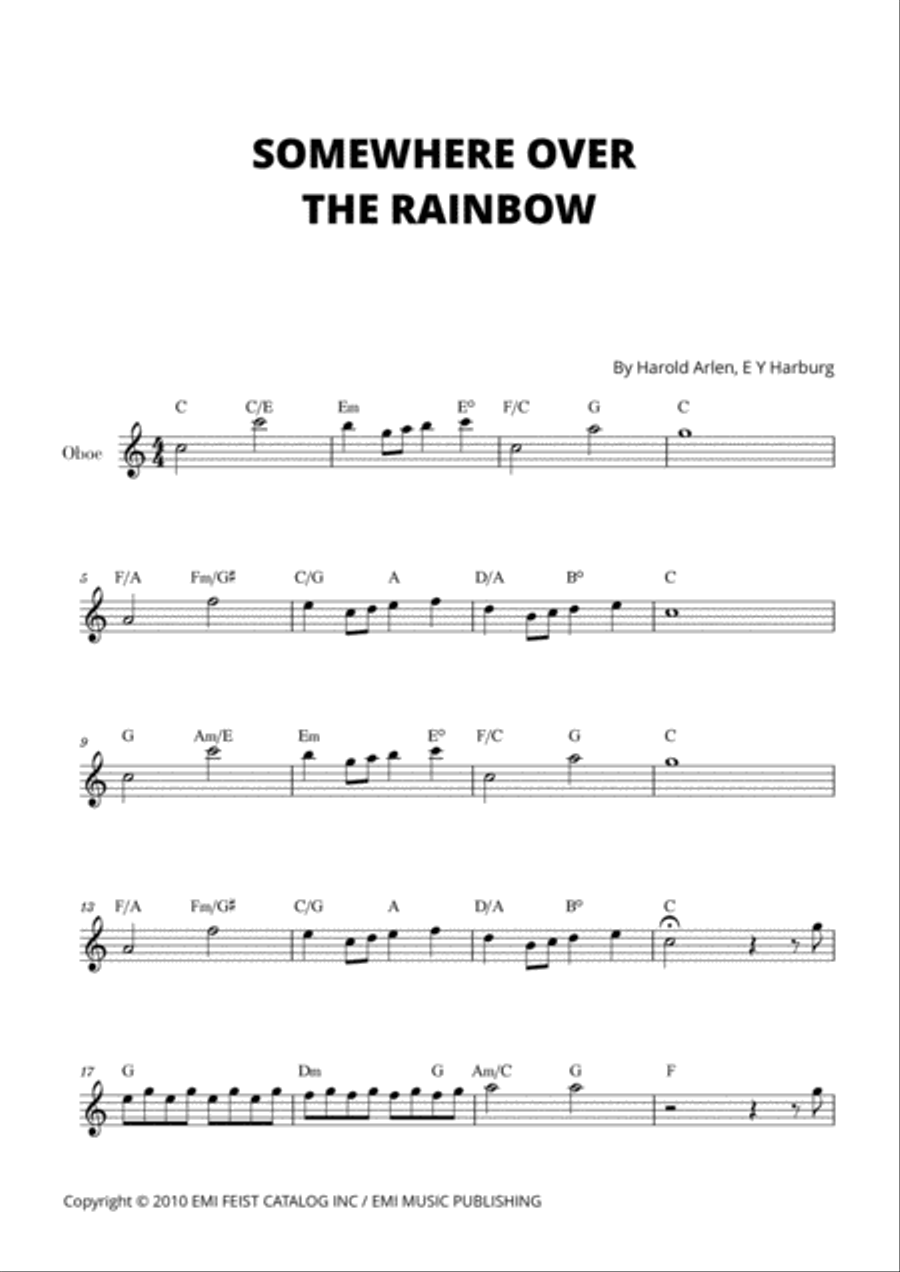 Over The Rainbow Oboe Solo scores gallery preview page 1