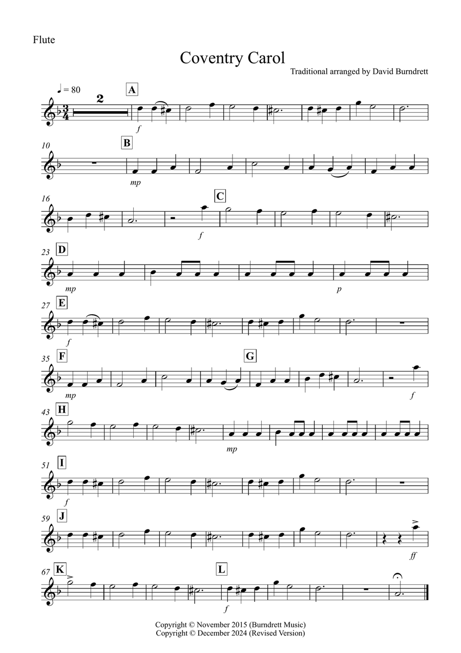 Coventry Carol for Flute, Violin and Double Bass Small Ensemble scores gallery preview page 4