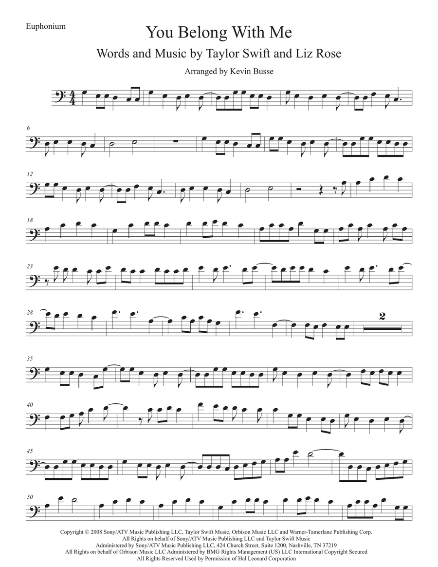 You Belong With Me Euphonium scores gallery preview page 1