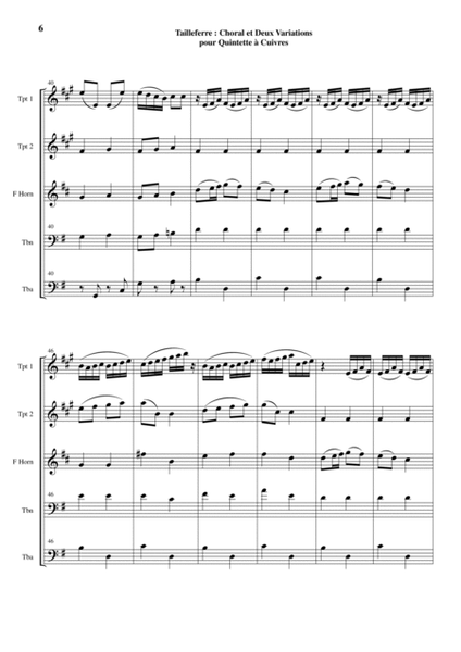 Germaine Tailleferre: Choral et Deux Variations for brass quintet