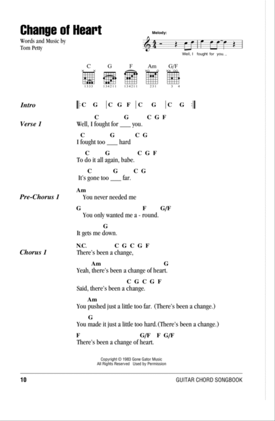 Change Of Heart Acoustic Guitar scores gallery preview page 1