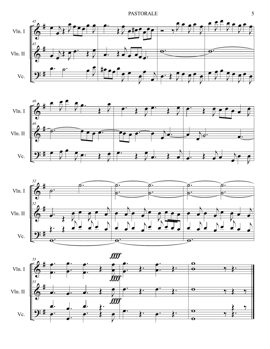 PASTORALE from Concerto Grosso Op. 6-8 in G by A. Corelli - Arr. for String Trio, with parts String Trio scores gallery preview page 5