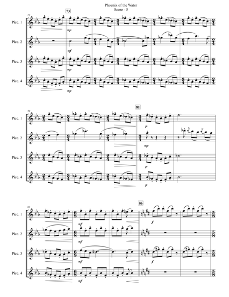 Phoenix of the Water (for Flute Quartet from same or mixed instrumentation) Piccolo - Digital Sheet Music