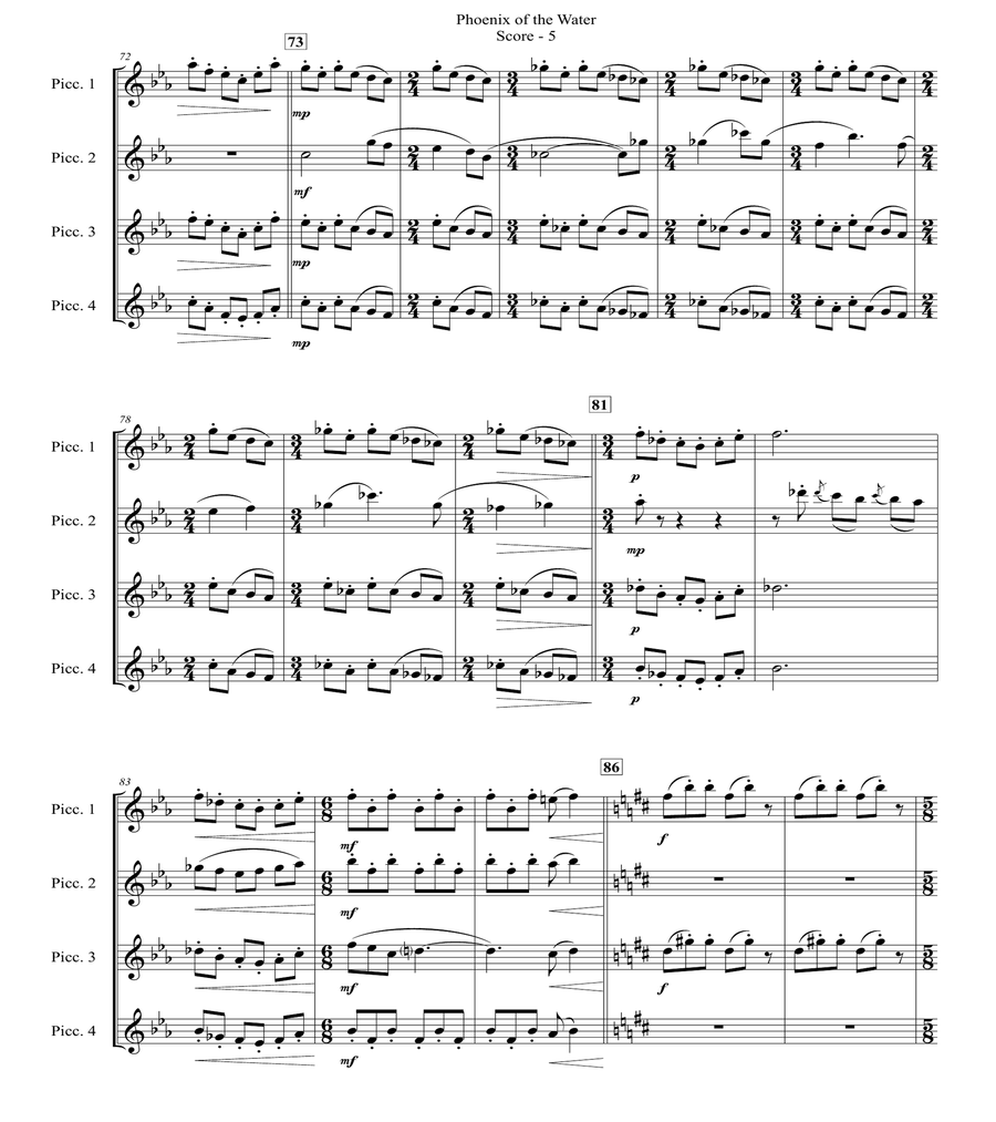 Phoenix of the Water (for Flute Quartet from same or mixed instrumentation)