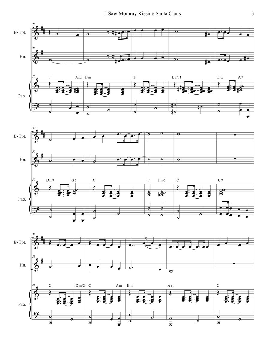 I Saw Mommy Kissing Santa Claus Brass Duet scores gallery preview page 3