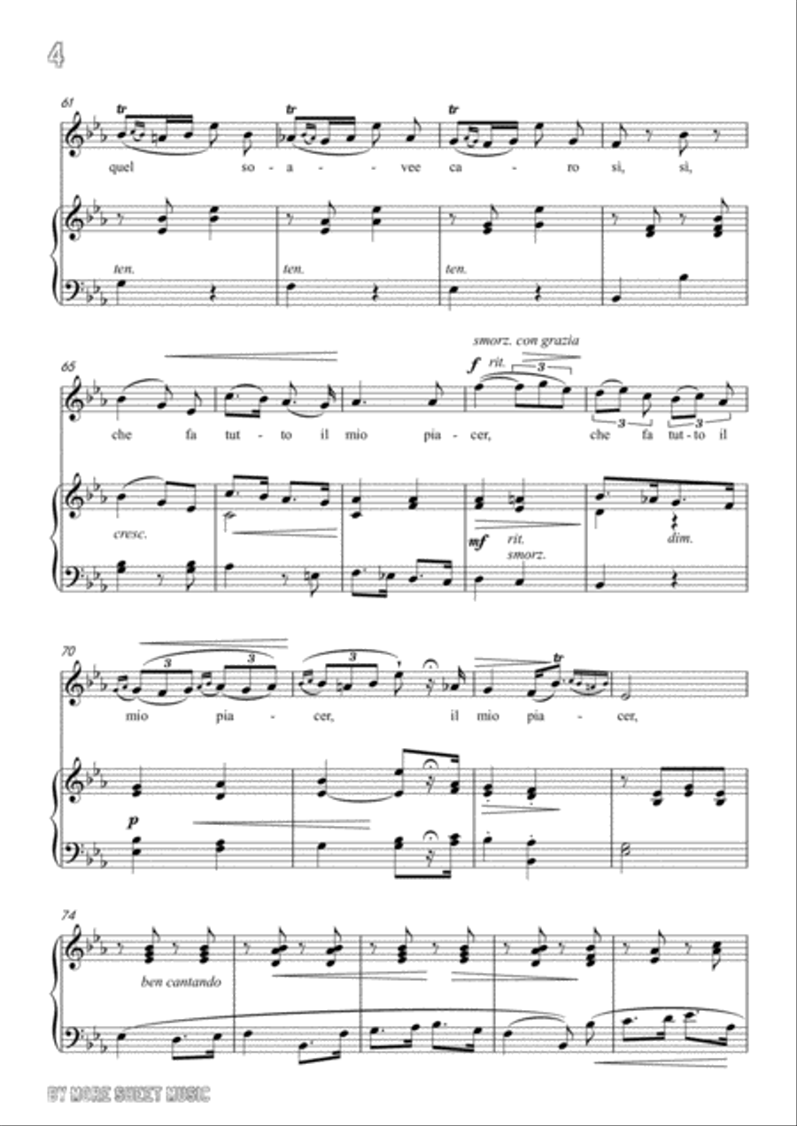 Lotti-Pur dicesti,o bocca bella in E flat Major,for Voice and Piano Voice Solo scores gallery preview page 6