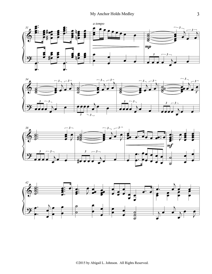 My Anchor Holds Medley (My Anchor Holds, Anchors Aweigh, and We Have An Anchor) Piano Solo scores gallery preview page 3