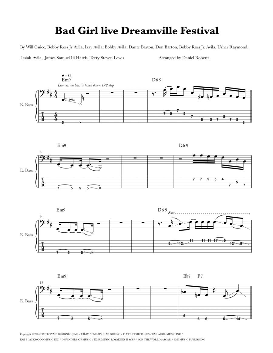 Bad Girl Bass Guitar scores gallery preview page 1
