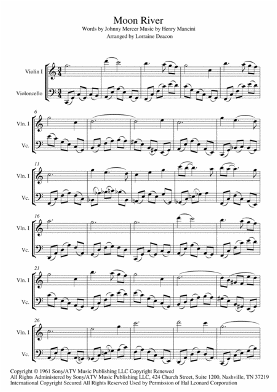 Moon River String Duet scores gallery preview page 3
