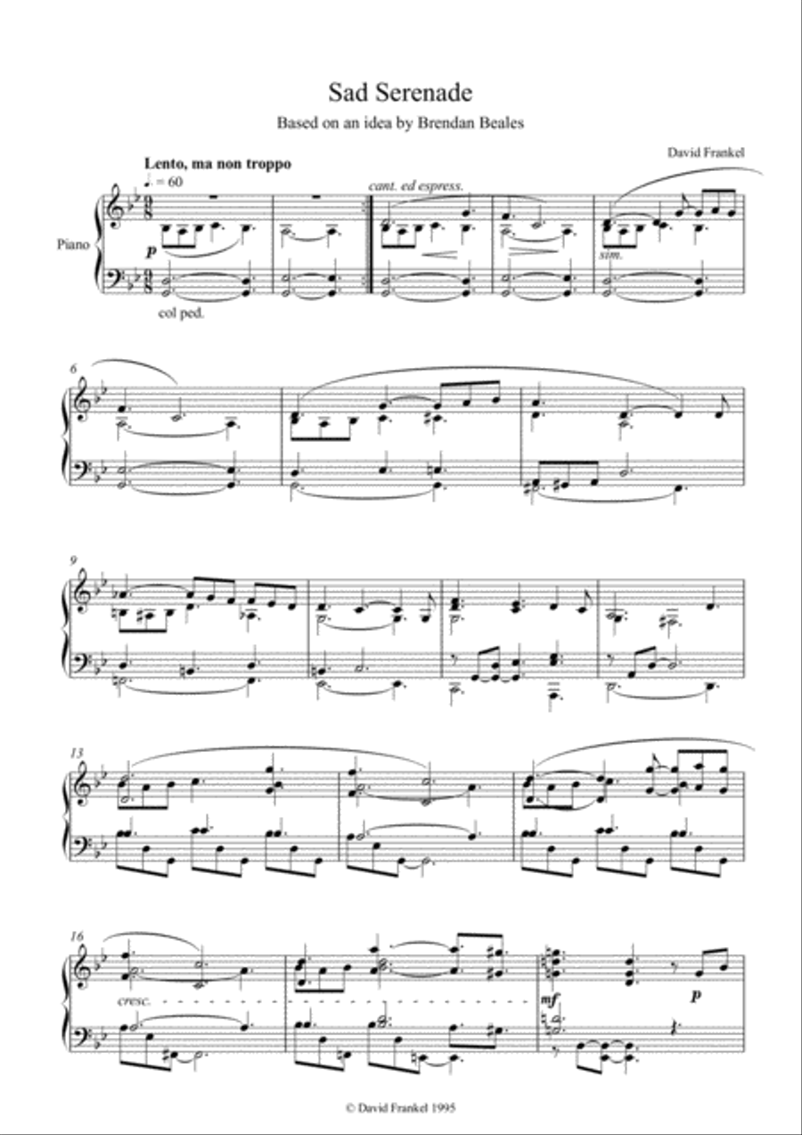 Sad Serenade Piano Solo scores gallery preview page 1