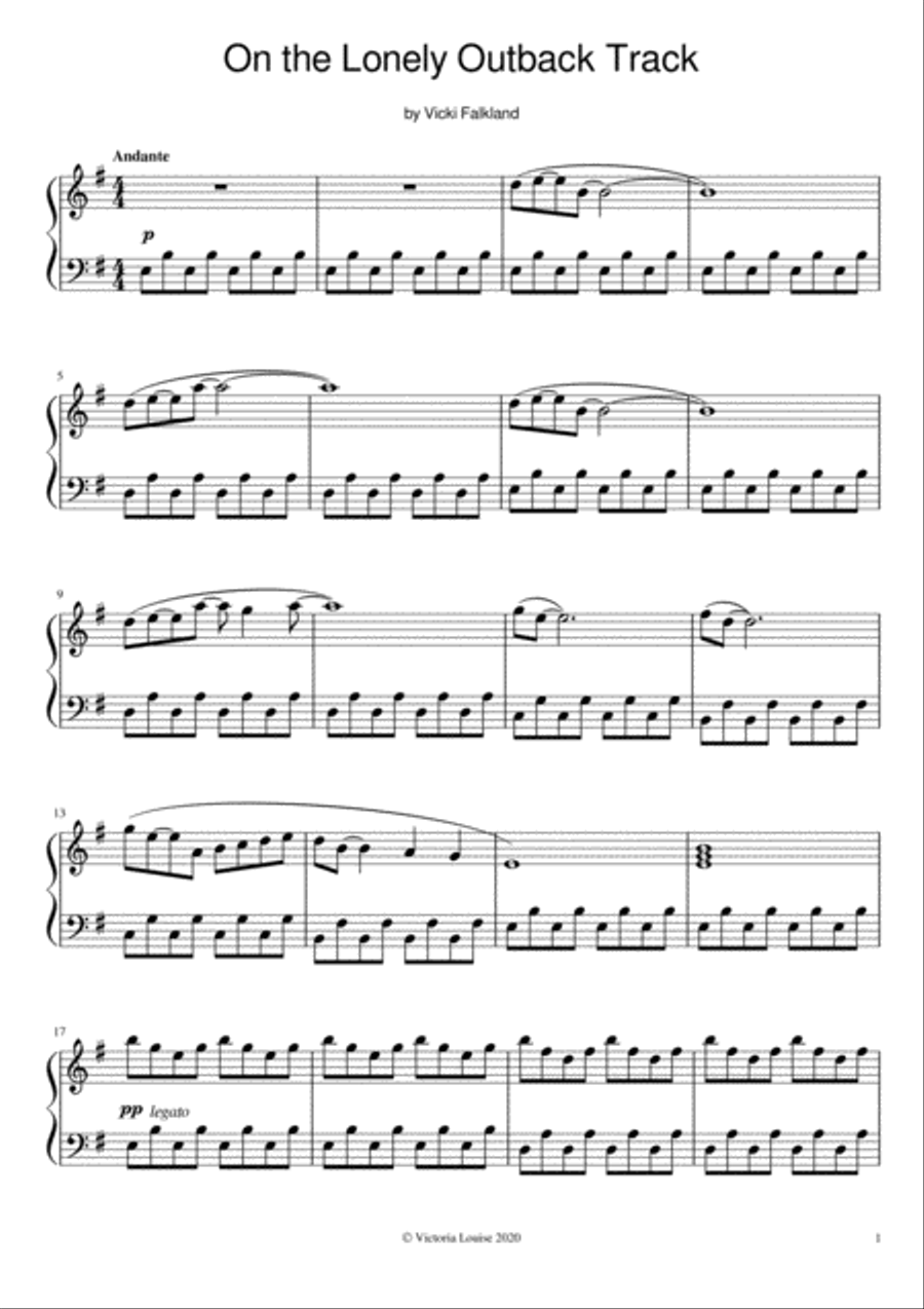 On the Lonely Outback Track Piano Method scores gallery preview page 2