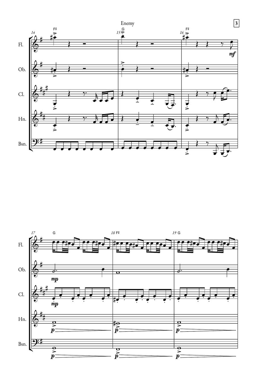 Enemy Woodwind Quintet scores gallery preview page 3