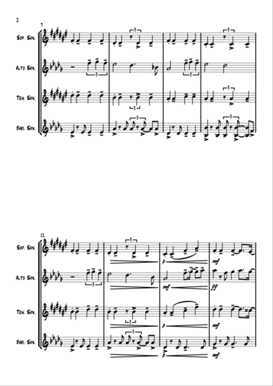 Isn't She Lovely Saxophone Quartet scores gallery preview page 3