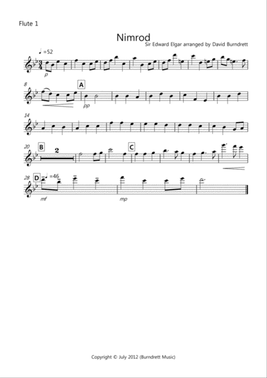 Nimrod (from the Enigma Variations) for Flute Quartet Flute Quartet scores gallery preview page 3