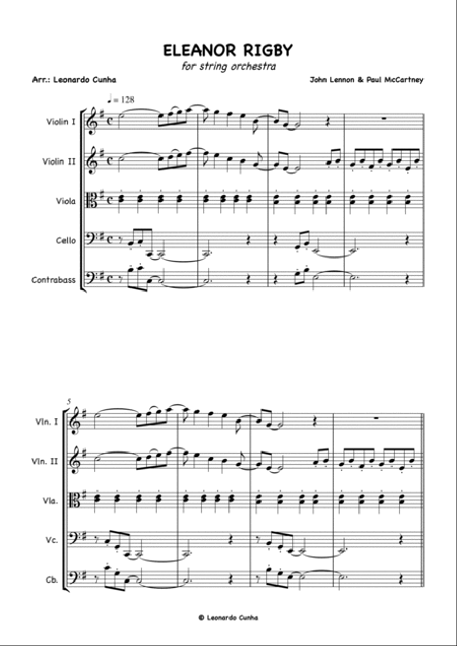 Eleanor Rigby Eleanor Rigby String Quartet scores gallery preview page 1