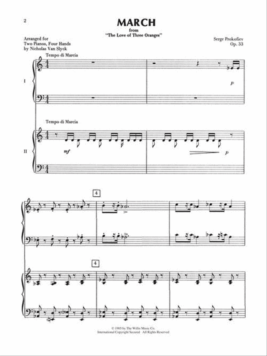March from The Love Of Three Oranges Piano Duet scores gallery preview page 3