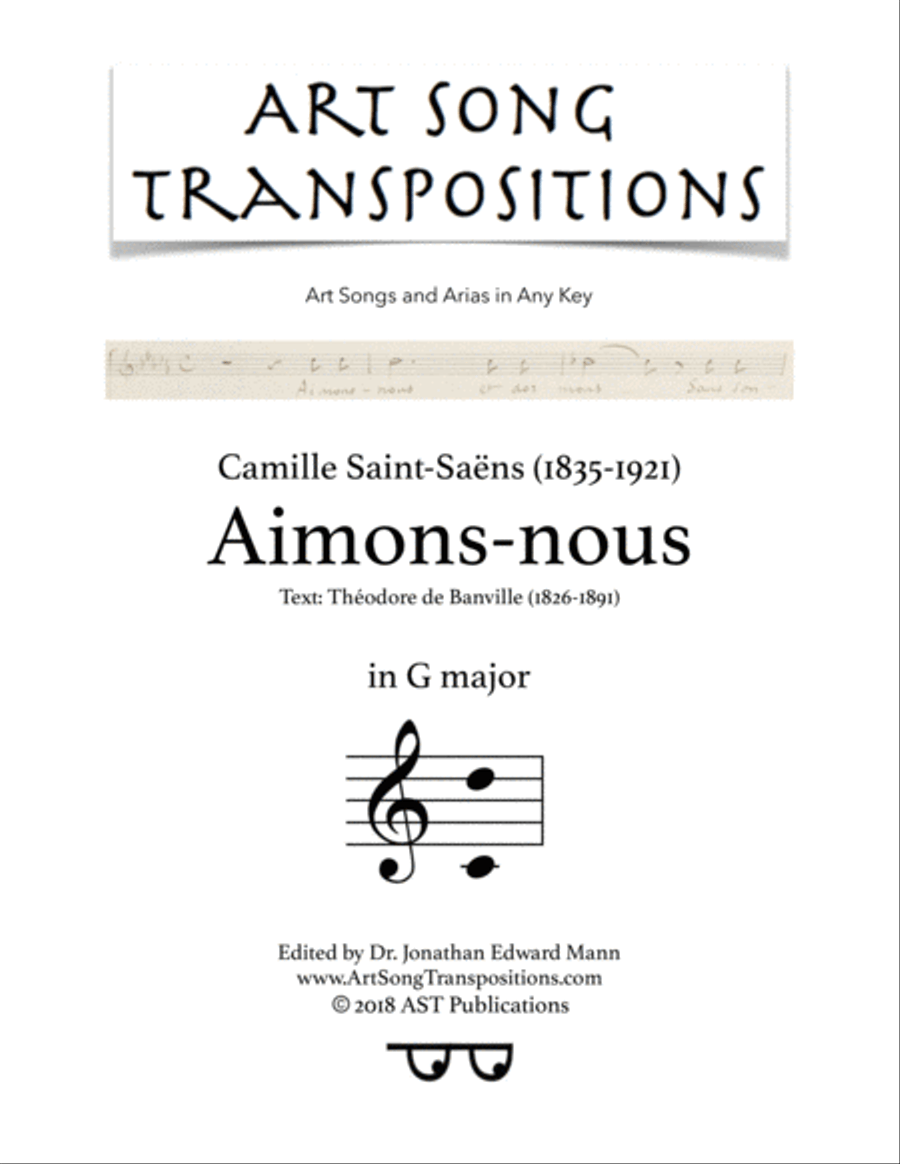 SAINT-SAËNS: Aimons-nous (transposed to G major) Voice scores gallery preview page 1