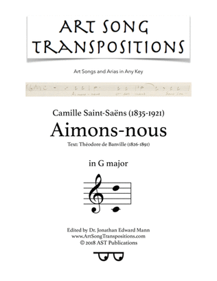 Book cover for SAINT-SAËNS: Aimons-nous (transposed to G major)